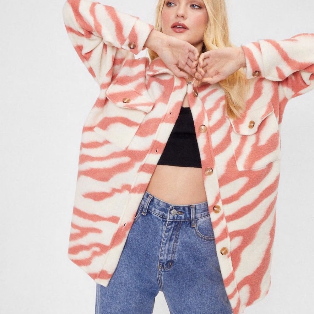 pink zebra shacket
